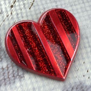 Vintage 80s Valentines Day Jewelry Gift Brooch 1985 HALLMARK Glitter Heart Pin